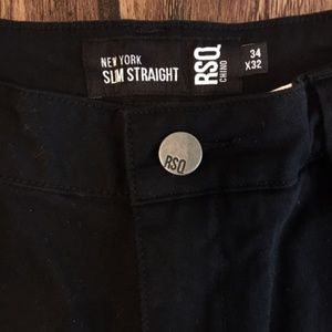 Mens Black Slim Straight Pants